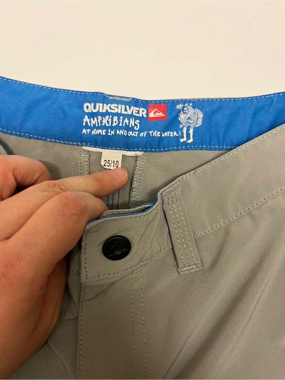 Quiksilver Gray Boardshorts with Blue Waistband